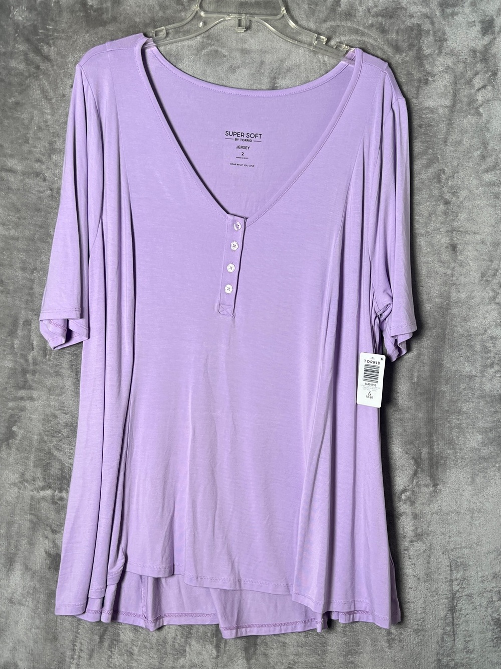torrid Lavender V-Neck Henley Short Sleeve Top